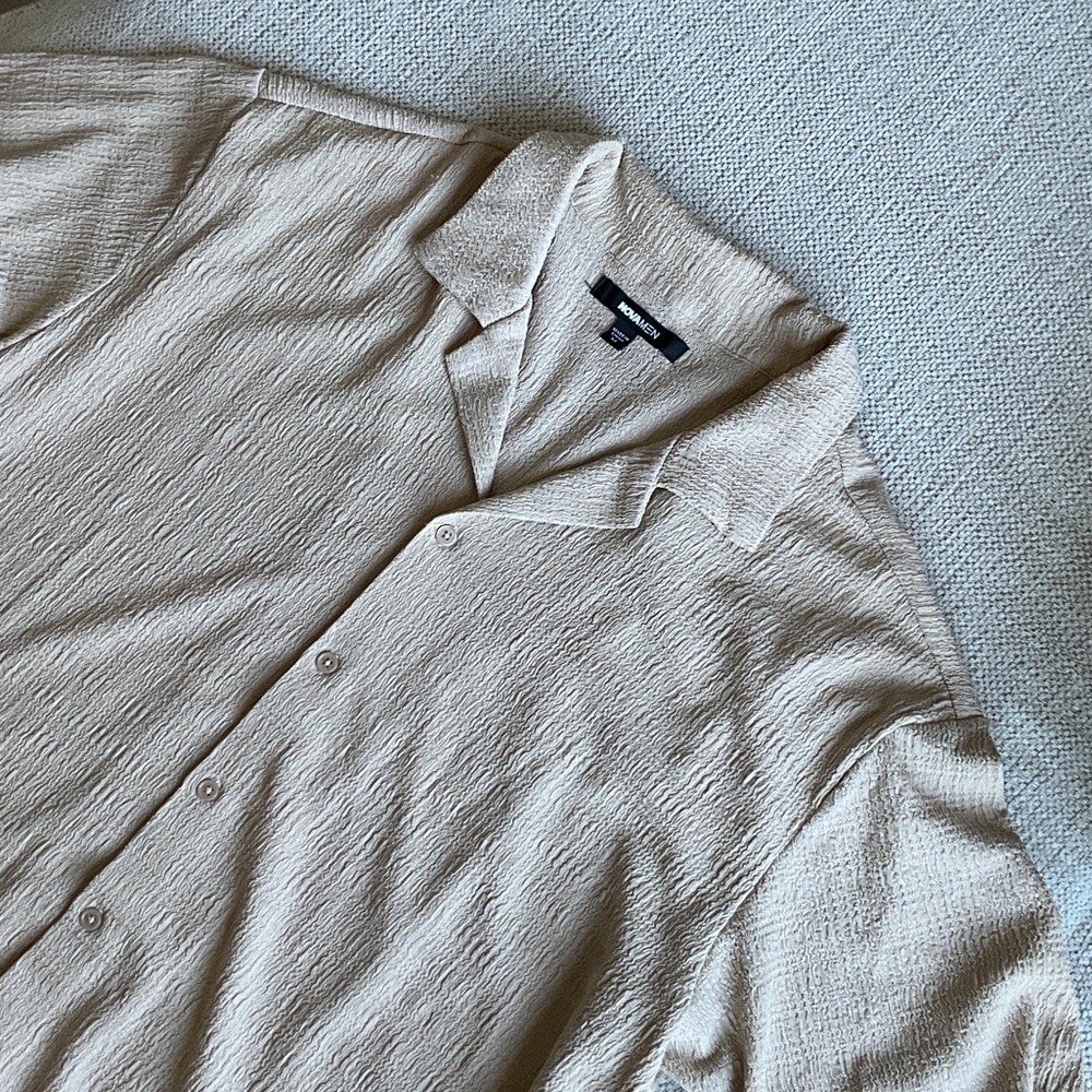 Beige Textured Button-Up Shirt